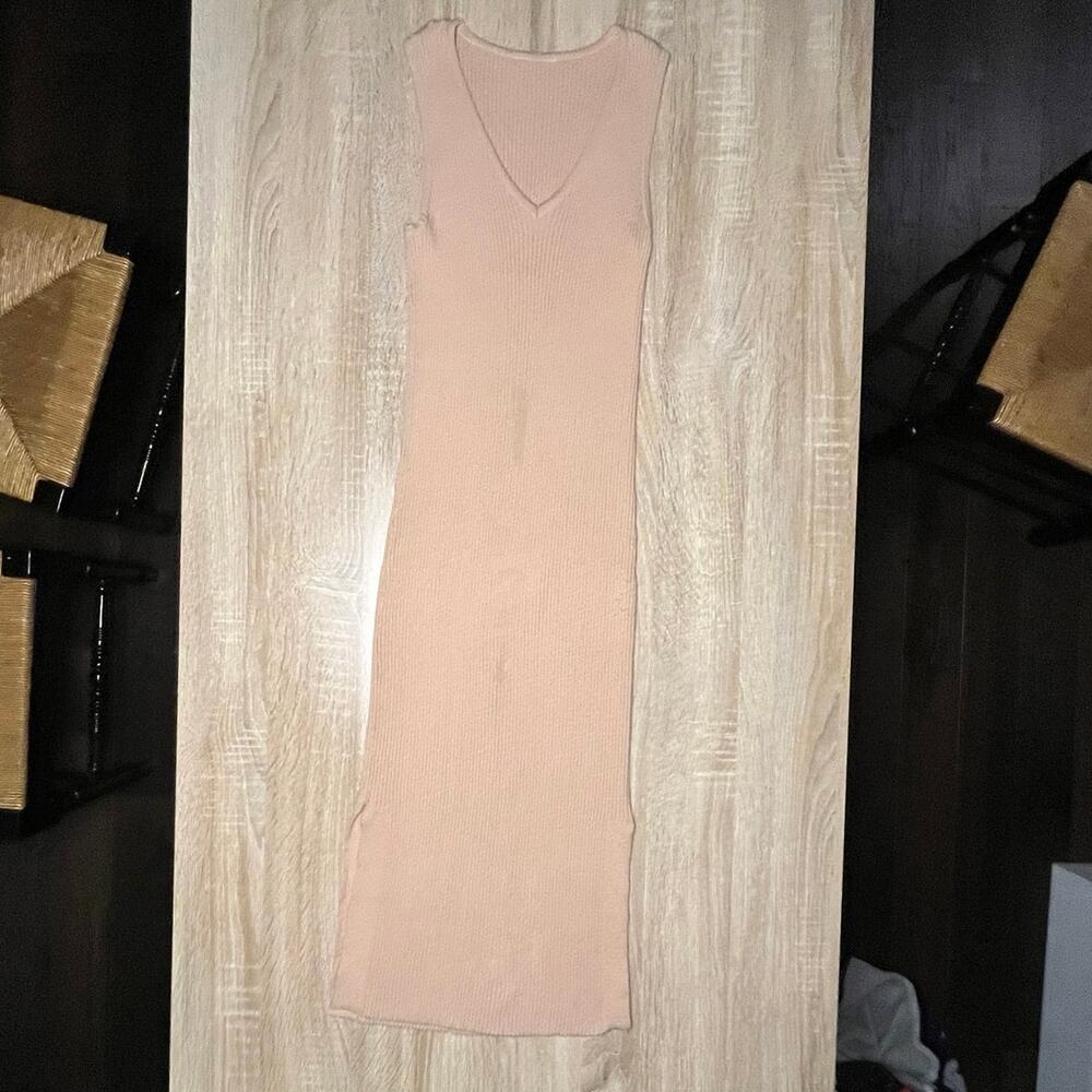 Tan Blush Midi Slip Full Length Dress